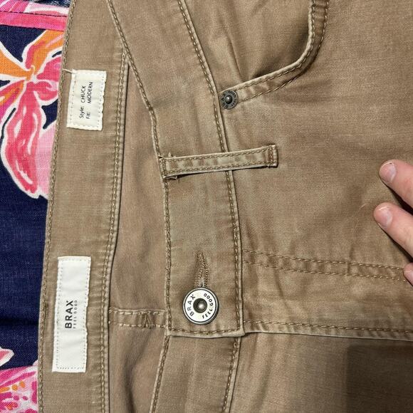 Brax Feel Good Jeans Mens 34x33 Brown Khaki Taupe 5-Pocket Twill Casual Pants - Picture 5 of 7